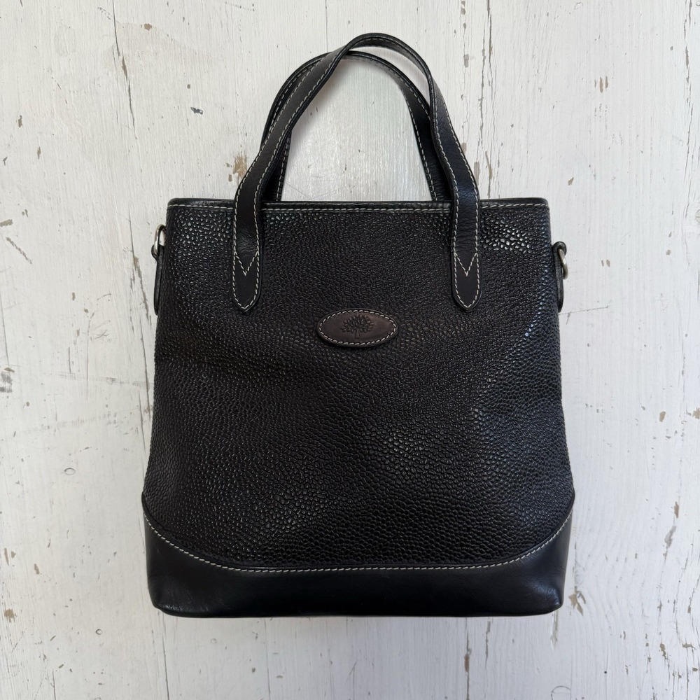 Vintage Mulberry Handbag Black Scotch Grain Leather Micro Bag & Coin Purse $1250 - Picture 2 of 15